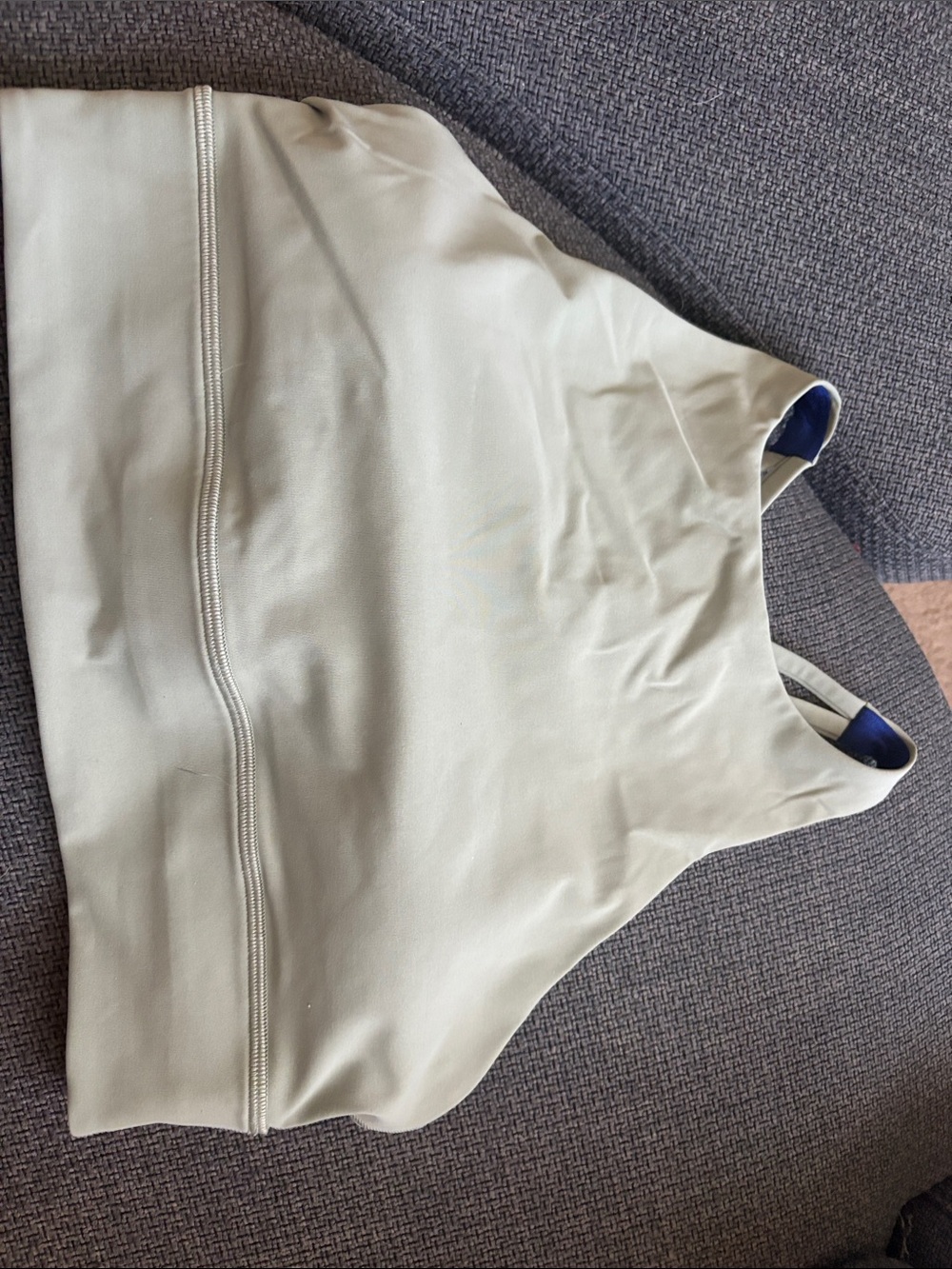 Lululemon Light Sage Athletic sports bra with blue side